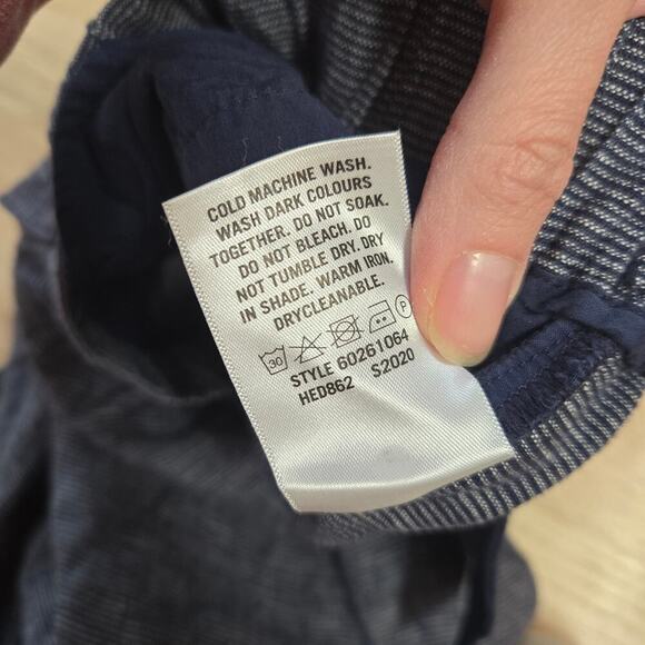 Trenery French Linen Cotton Size 12 Pants Blue Striped - Picture 2 of 9